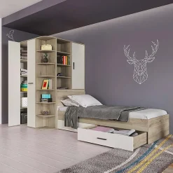 Garnero Arredamenti Cameretta 352x124cm con cabina armadio rovere beige champagne Fabio Gihome® Rovere - Beige Best