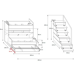 Garnero Arredamenti Cameretta 254x120cm con soppalco 2 letti singoli bianca Enrico Gihome® Bianco Lucido Outlet