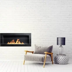 Garnero Arredamenti Caminetto 90x40h cm bioetanolo con vetro Albert Gihome® Nero Opaco Outlet