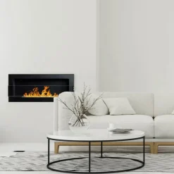 Garnero Arredamenti Caminetto 90x40h cm bioetanolo con vetro Albert Gihome® Nero Opaco Outlet