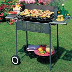 Garnero Arredamenti Carrello barbecue a carbonella con ruote da giardino 90x82cm acciaio Party New