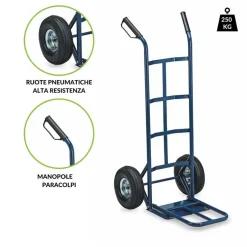 Garnero Arredamenti Carrello portapacchi con ruote solleva fino a 250 kg in acciaio Xina