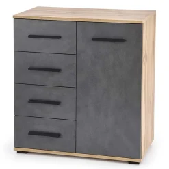 Garnero Arredamenti Cassettiera 77x82h 4 cassetti 1 anta cm rovere grigio Viki Grigio - Rovere Rustico