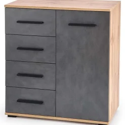 Garnero Arredamenti Cassettiera 77x82h 4 cassetti 1 anta cm rovere grigio Viki Grigio - Rovere Rustico