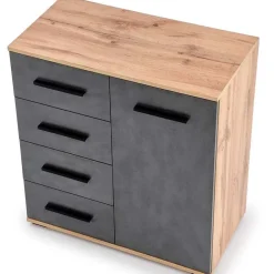 Garnero Arredamenti Cassettiera 77x82h 4 cassetti 1 anta cm rovere grigio Viki Grigio - Rovere Rustico