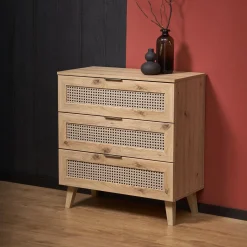 Garnero Arredamenti Cassettiera 80x85h cm 3 cassetti moderna rovere Sombra