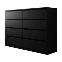 Garnero Arredamenti Cassettiera 139x100h cm 8 cassetti moderna nero Rotterdam Nero Opaco Discount