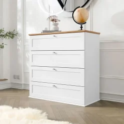 Garnero Arredamenti Cassettiera 92x91h cm 4 cassetti bianco rovere Relaxio