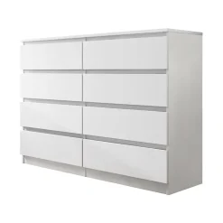 Garnero Arredamenti Cassettiera 139x100h cm 8 cassetti moderna bianco Rotterdam Bianco Opaco Outlet