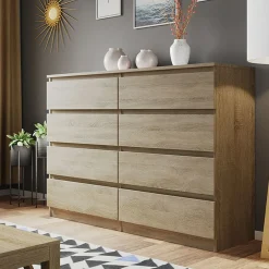 Garnero Arredamenti Cassettiera 139x100h cm 8 cassetti moderna Rotterdam Rovere New