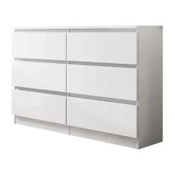 Garnero Arredamenti Cassettiera 120x77h cm 6 cassetti moderna  bianco Rotterdam Bianco Opaco New