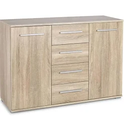 Garnero Arredamenti Cassettiera 116x82h cm 4 cassetti 2 ante moderna Viki Rovere Discount