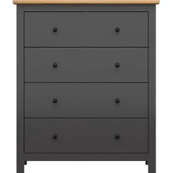 Garnero Arredamenti Cassettiera 101x120h cm 4 cassetti nero grafite rovere chiaro Holga