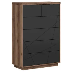Garnero Arredamenti Cassettiera 90x131h cm 5 cassetti rovere scuro nero opaco Elin
