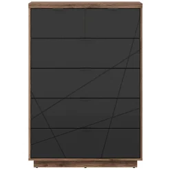 Garnero Arredamenti Cassettiera 90x131h cm 5 cassetti rovere scuro nero opaco Elin