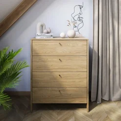 Garnero Arredamenti Cassettiera 92x116h cm 4 cassetti rovere Noor Online