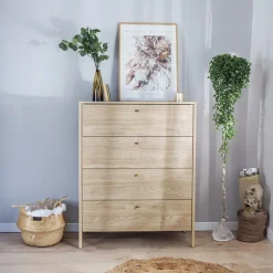 Garnero Arredamenti Cassettiera 92x116h cm 4 cassetti rovere Noor Online