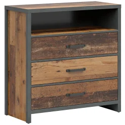 Garnero Arredamenti Cassettiera 91x90h cm 3 cassetti stile soft rovere scuro nero Urbania Online