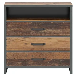 Garnero Arredamenti Cassettiera 91x90h cm 3 cassetti stile soft rovere scuro nero Urbania Online