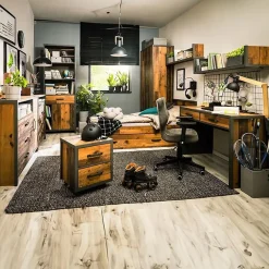 Garnero Arredamenti Cassettiera 131x91h cm 3 cassetti stile soft rovere scuro nero Urbania Discount