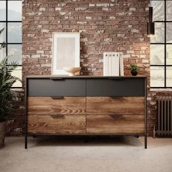 Garnero Arredamenti Cassettiera 137x82h cm 6 cassetti quercia nero Smooty Sale