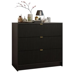 Garnero Arredamenti Cassettiera 80x75h cm 3 cassetti moderna nero Athena Nero Opaco Sale