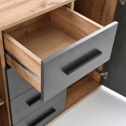 Garnero Arredamenti Cassettiera 116x82h cm 4 cassetti 2 ante rovere grigio Viki Grigio - Rovere Rustico Discount