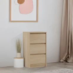 Garnero Arredamenti Cassettiera 47x87h cm 3 cassetti moderna rovere Funny New