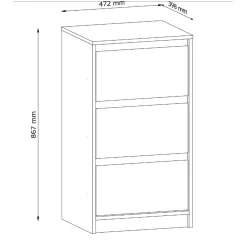 Garnero Arredamenti Cassettiera 47x87h cm 3 cassetti moderna rovere Funny New