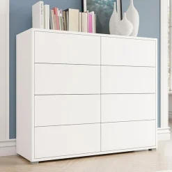 Garnero Arredamenti Cassettiera 120x93h cm 8 cassetti moderna bianco Eindhoven