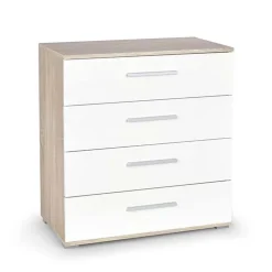 Garnero Arredamenti Cassettiera 77x82h cm 4 cassetti moderna bianco rovere Viki