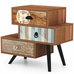 Garnero Arredamenti Cassettiera 59x53h cm acciaio nero multicolore con stampe Kabul Discount