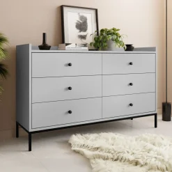 Garnero Arredamenti Cassettiera 130x80h cm design moderno 6 cassetti Pollon Grigio Online