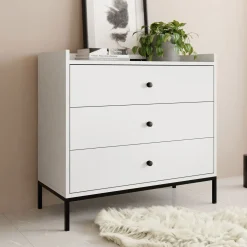 Garnero Arredamenti Cassettiera 80x80h cm design moderno 3 cassetti bianco Pollon Bianco Opaco Best