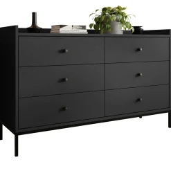 Garnero Arredamenti Cassettiera 130x80h cm design moderno 6 cassetti nero Pollon Nero Opaco Discount