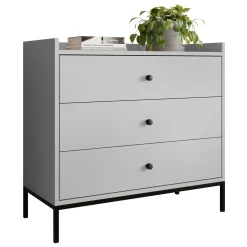 Garnero Arredamenti Cassettiera 80x80h cm design moderno 3 cassetti Pollon Grigio