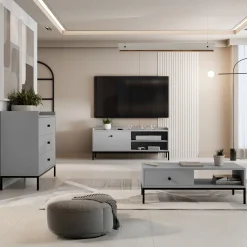 Garnero Arredamenti Cassettiera 80x80h cm design moderno 3 cassetti Pollon Grigio