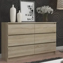 Garnero Arredamenti Cassettiera 120x77h cm moderna 6 cassetti Living Rovere New
