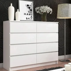 Garnero Arredamenti Cassettiera 120x100h cm moderna 8 cassetti bianco Living Bianco Opaco Hot