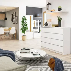 Garnero Arredamenti Cassettiera 140x100h cm moderna 8 cassetti bianco Living Bianco Opaco