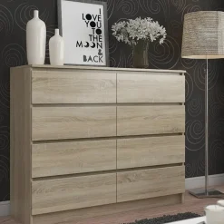 Garnero Arredamenti Cassettiera 140x100h cm moderna 8 cassetti Living Rovere New