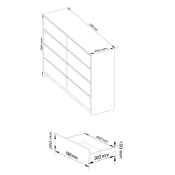 Garnero Arredamenti Cassettiera 140x100h cm moderna 8 cassetti Living Rovere New