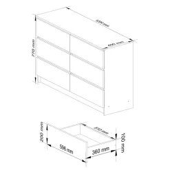 Garnero Arredamenti Cassettiera 120x77h cm moderna 6 cassetti bianco Living Bianco Opaco Discount