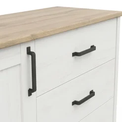 Garnero Arredamenti Cassettiera 120x99h cm scandinava 4 cassetti 1 anta bianco frassinato rovere Lars Outlet