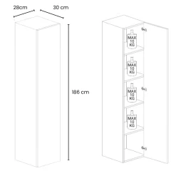 Garnero Arredamenti Colonna a terra 28x186h cm 1 anta reversibile multiuso Sunset Antracite New
