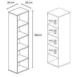 Garnero Arredamenti Colonna a terra 28x186h cm 5 vani libreria rovere scuro Sunset Noce Sale