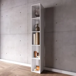 Garnero Arredamenti Colonna a terra 28x186h cm 5 vani libreria Sunset Bianco Lucido