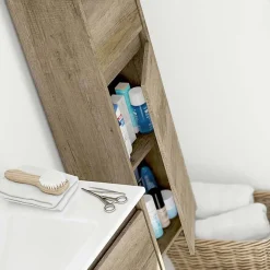 Garnero Arredamenti Colonna bagno sospesa 30x140h cm moderna rovere chiaro Eveline Online