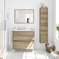 Garnero Arredamenti Colonna bagno sospesa 30x140h cm moderna rovere chiaro Eveline Online