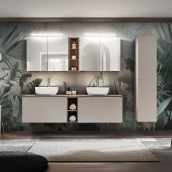 Garnero Arredamenti Colonna bagno sospesa 35x160h cm 1 anta 2 cassetti grigio Serif Grigio - Quercia Discount